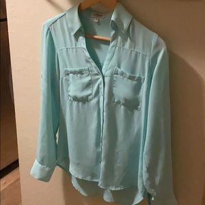 Express Baby Blue Portofino Blouse